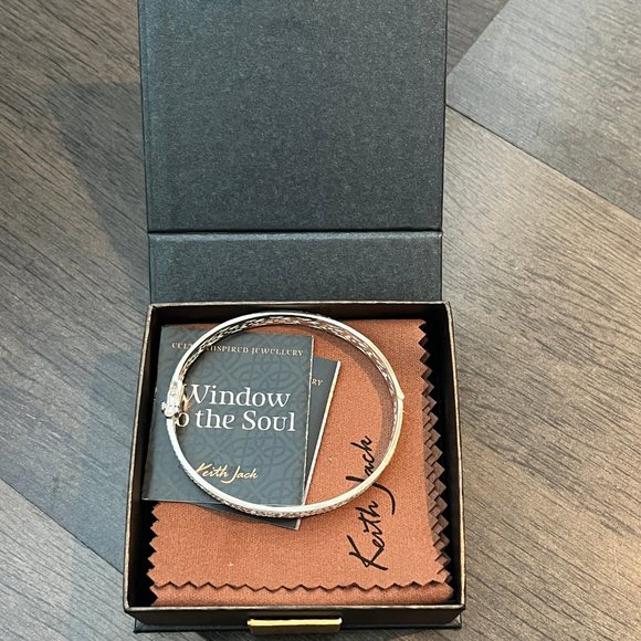 SILVER AND 10K GOLD WINDOW TO THE SOUL DIAMOND BANGLE - Picture 6 of 6